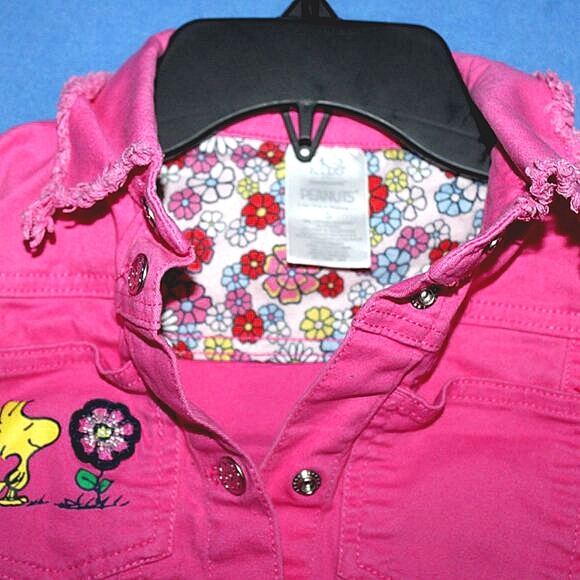 365 Kids Garanimals Peanuts Pink Denim Jacket Size 6 - Picture 6 of 10